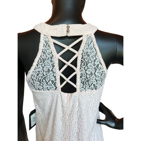 Candies Blush Lace Halter Neck Short Dress - Picture 4 of 5